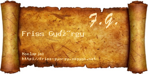 Friss György névjegykártya